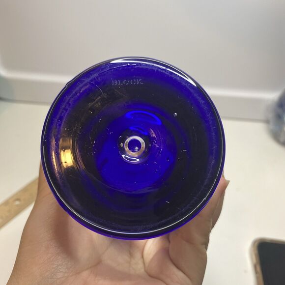 Block Vase San Carlos Crystal Collection Cobalt Blue Cylinder Art Glass 6.25" - Picture 6 of 9